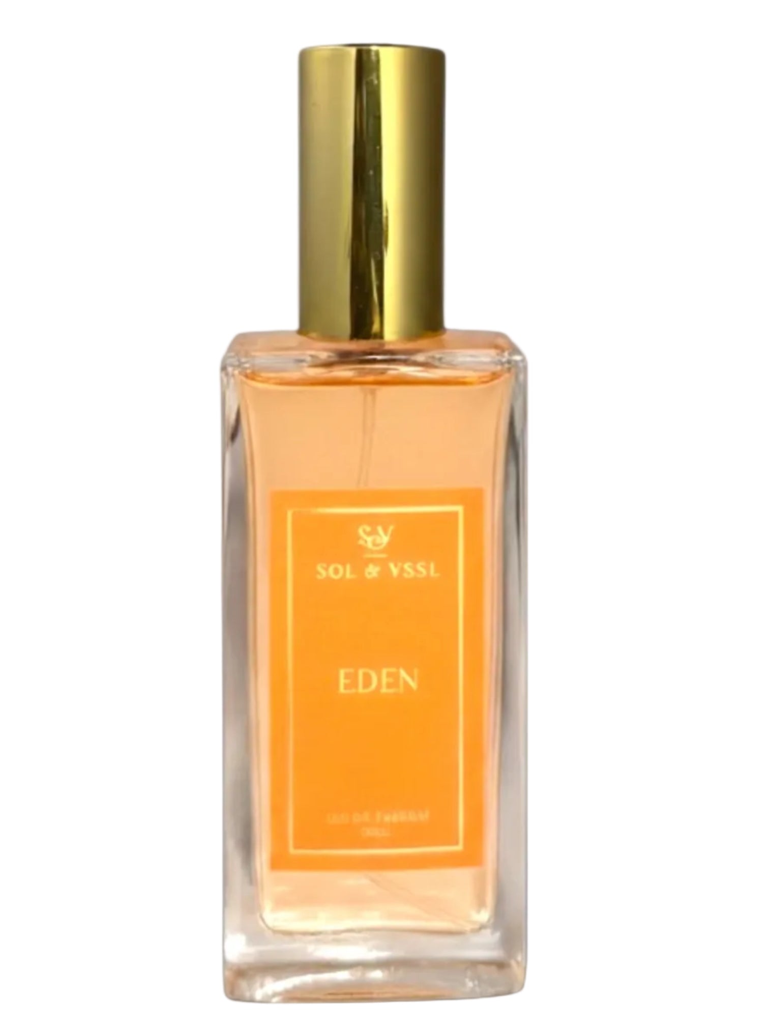 Perfume bottle labeled 'Eden' by Sol Y Sis on a white background