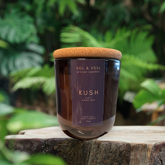 KUSH | HEMP SOY WOODEN WICK CANNABIS INSPIRED CANDLE
